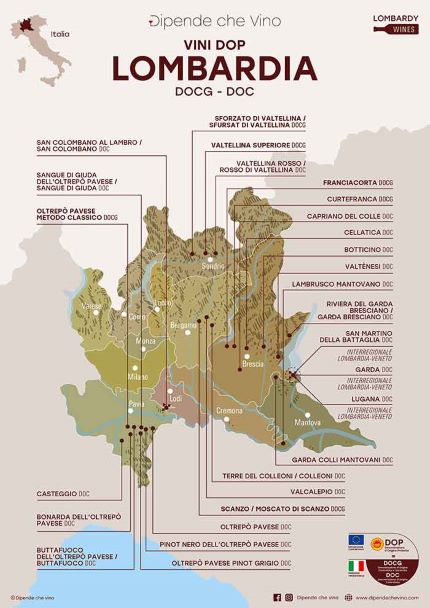 Vini Lombardia, zone di produzione